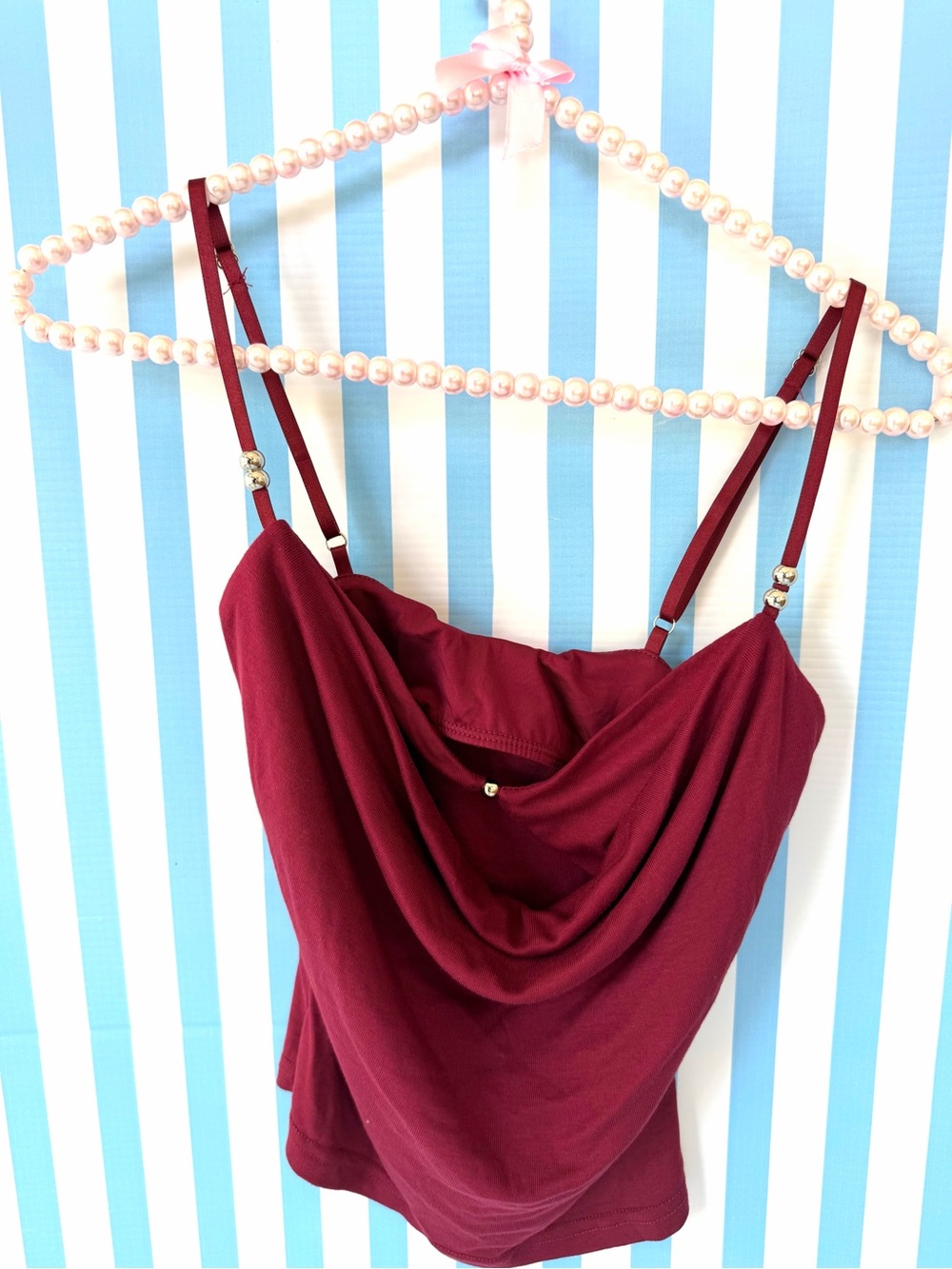 Windsor Smith Burgundy Draped Cowl Neck Camisole